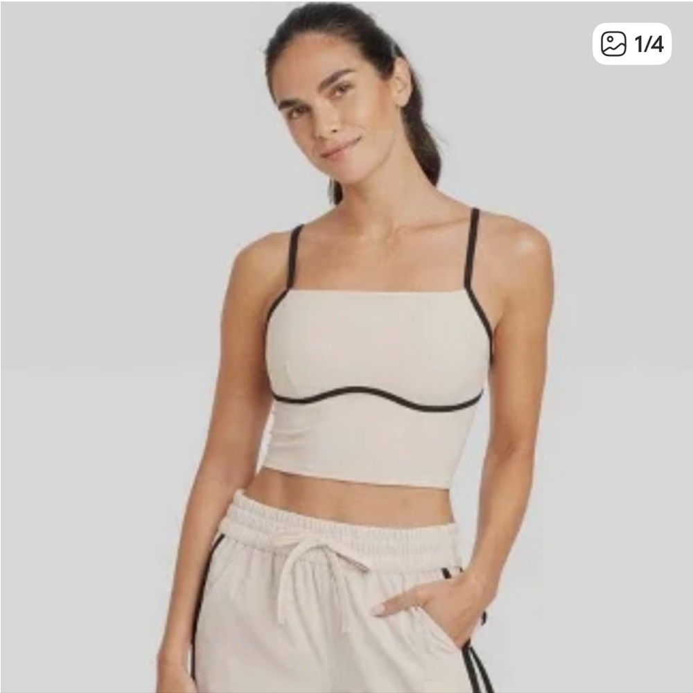JoyLab piped cropped fitted tank